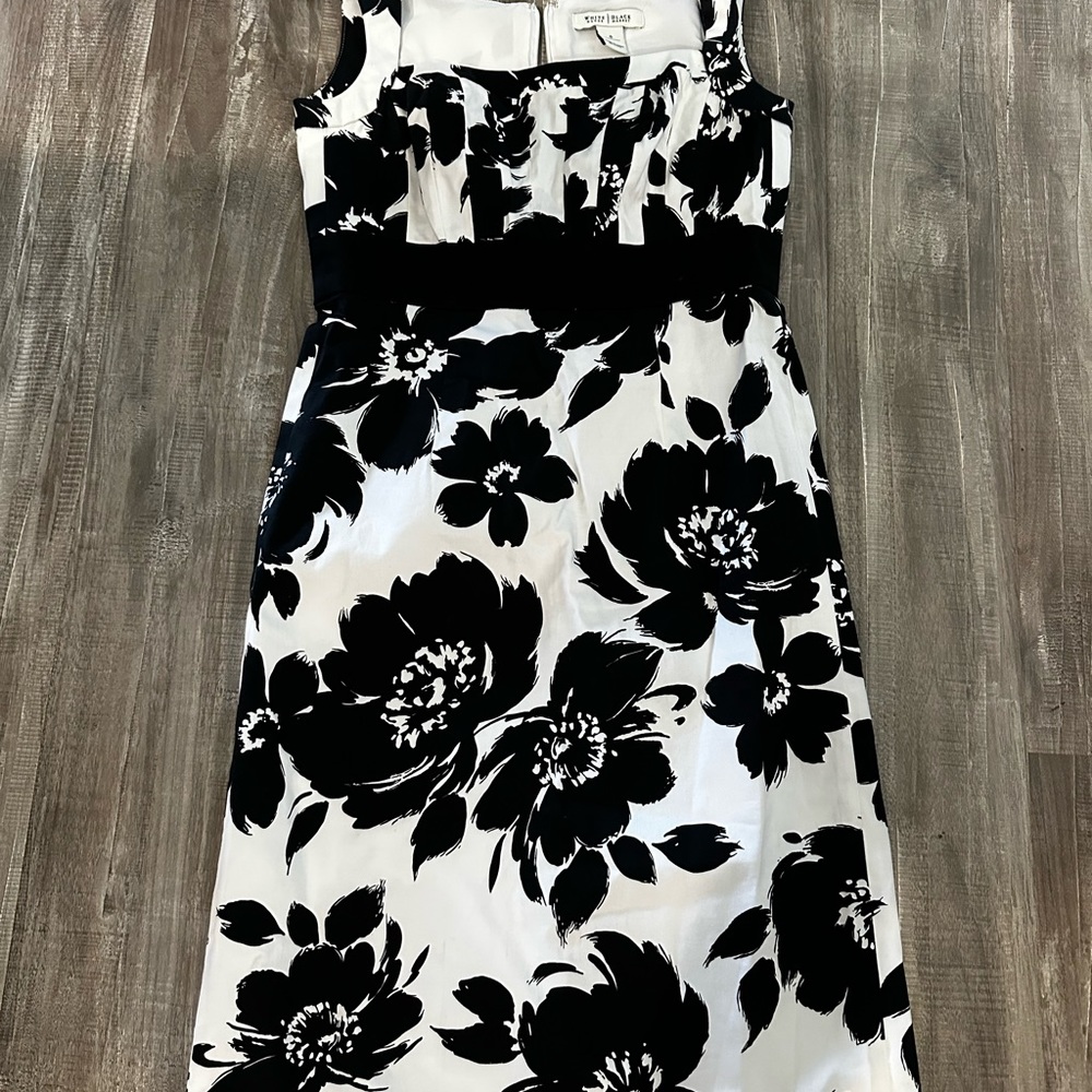 White House Black Market Size 0 Sleeveless Square Neck Contrast Midi Dress
